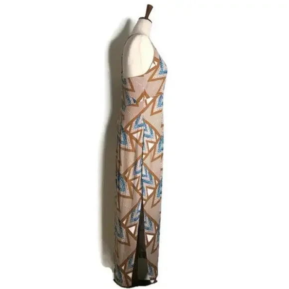 Free People Geo Tribal Print Serves You Right Maxi Dress Slit Size 2 - Picture 5 of 8